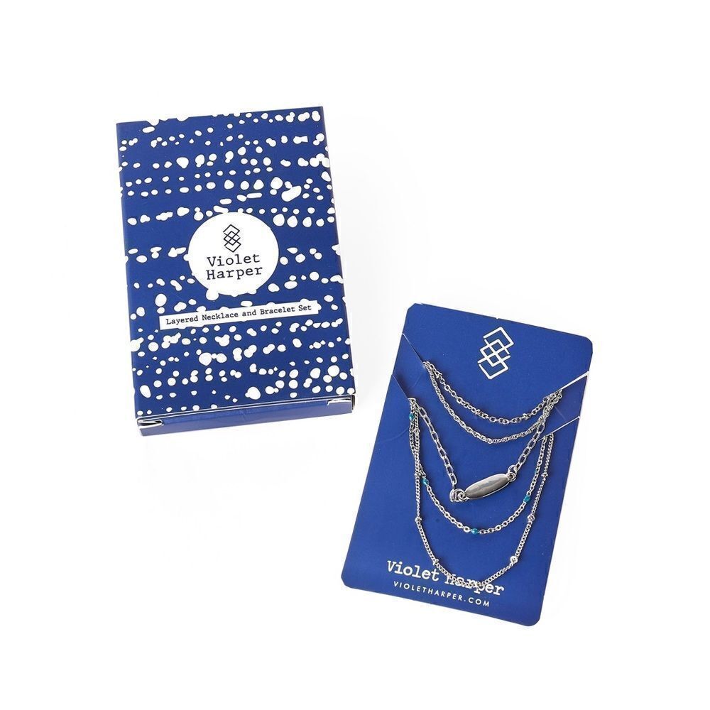 Isabella Beaded Layered Necklace & Bracelet Set NIB